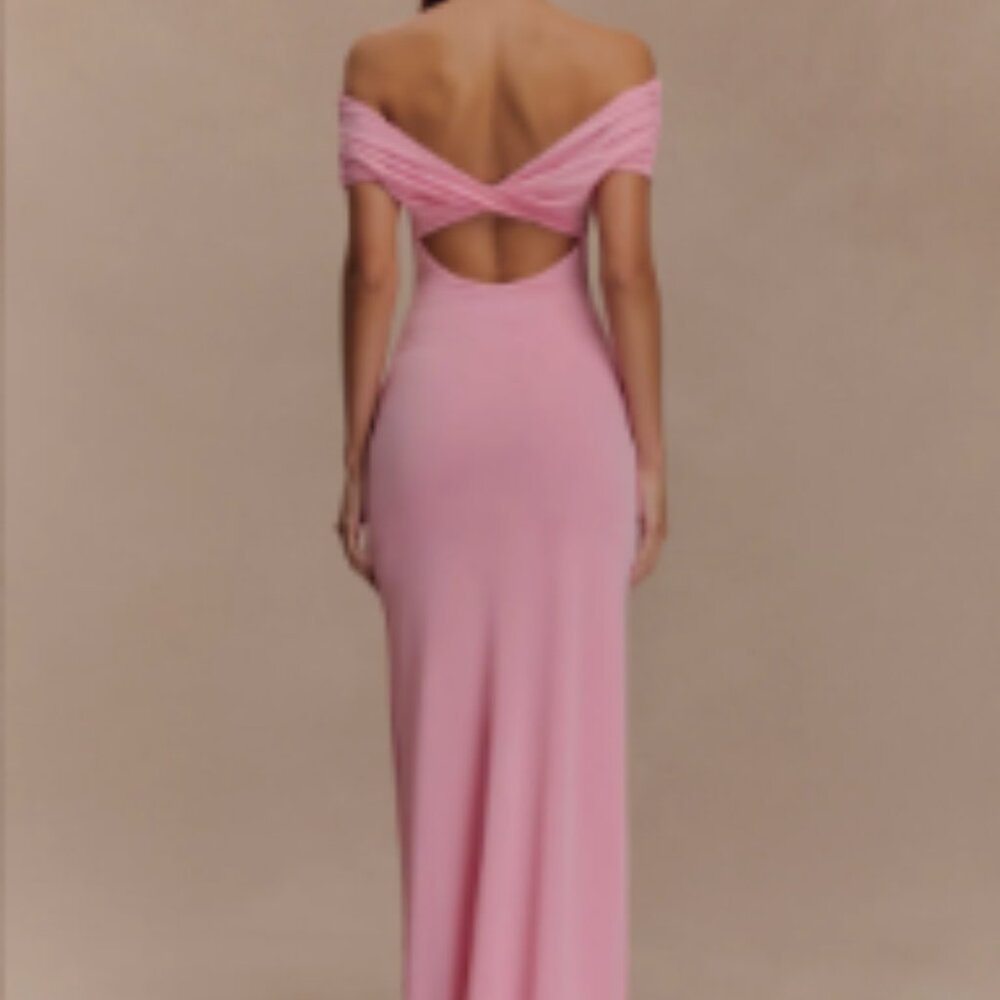 Meshki Off Shoulder Slinky Maxi Dress - Medium - Pink - Picture 5 of 5